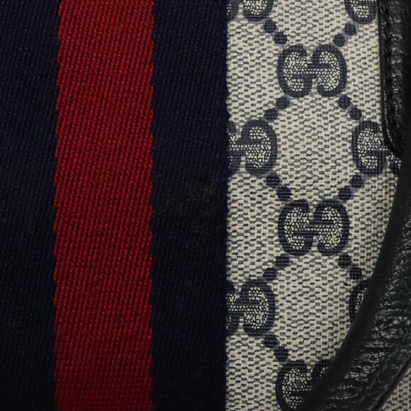 GUCCI GG Supreme Sherry Line Hand Bag Pvc Leather Navy Red 67 02 67 02 - Picture 15 of 16